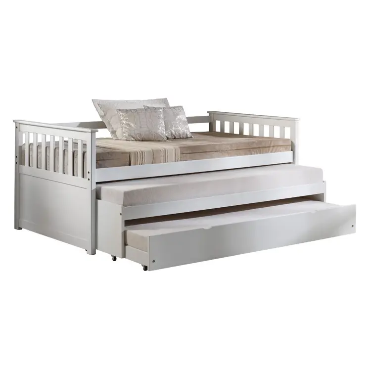 Gray and Brown Wood Twin Bed Frame with Trundle