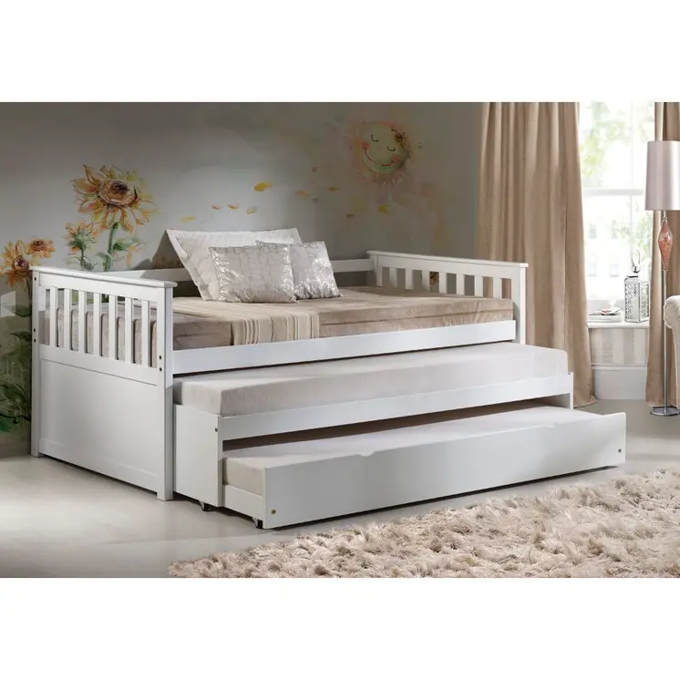 Gray and Brown Wood Twin Bed Frame with Trundle