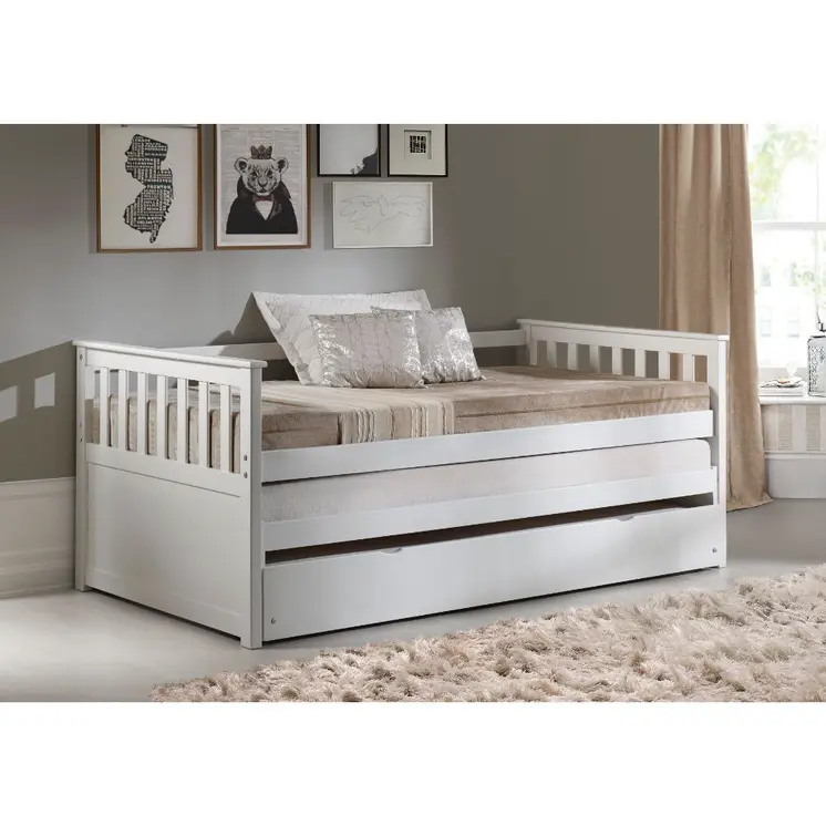 Gray and Brown Wood Twin Bed Frame with Trundle