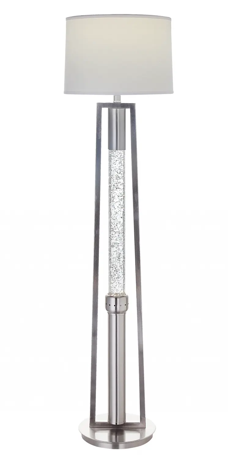 15" X 15" X 58" Brushed Nickel Metal Glass Led Shade Floor Lamp