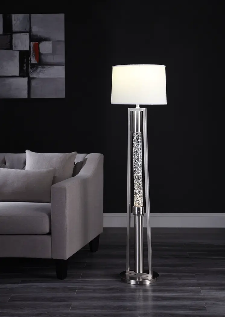 15" X 15" X 58" Brushed Nickel Metal Glass Led Shade Floor Lamp