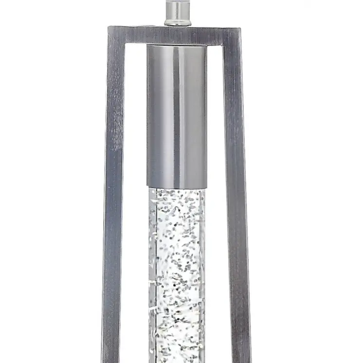 15" X 15" X 58" Brushed Nickel Metal Glass Led Shade Floor Lamp