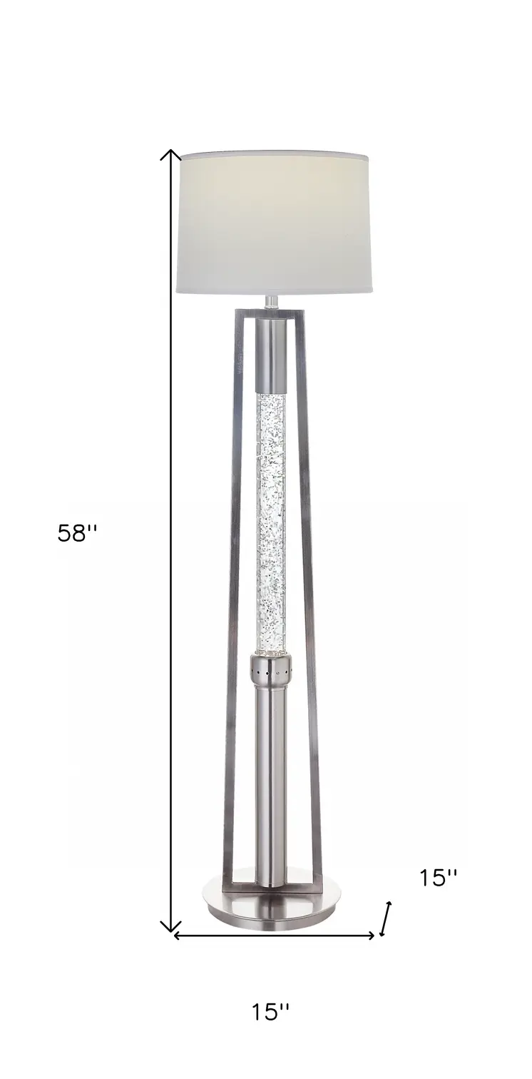 15" X 15" X 58" Brushed Nickel Metal Glass Led Shade Floor Lamp