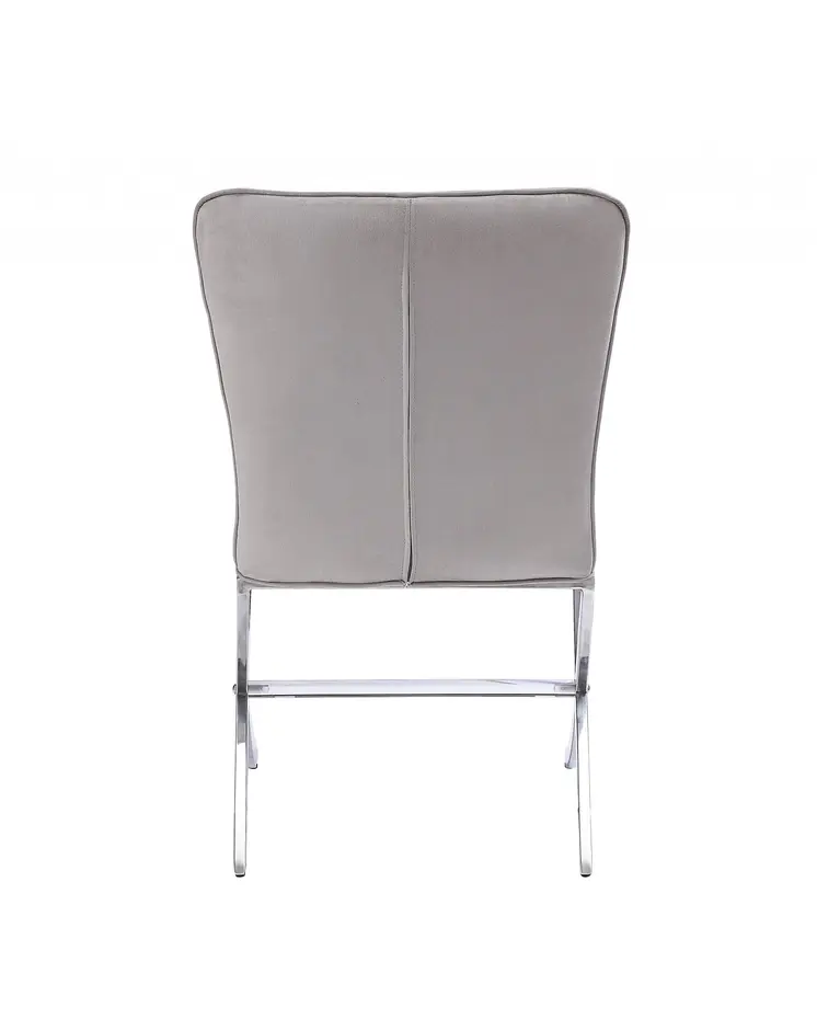 24" Beige and Silver Velvet Parsons Chair