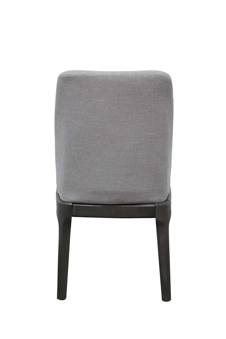 Set of Two Light Gray And Gray Upholstered Linen Dining Side Chairs