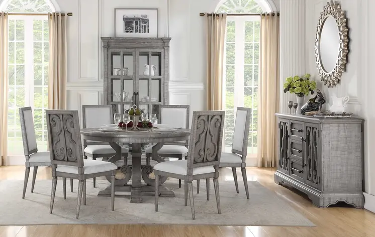 54" X 54" X 30" Salvaged Natural Wood Polyresin Dining Table