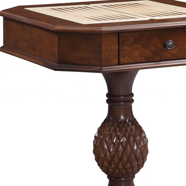 28" Brown Octagon Console Table With Drawer