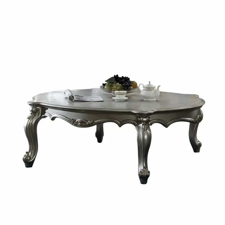 47" Platinum Solid Wood Free Form Coffee Table