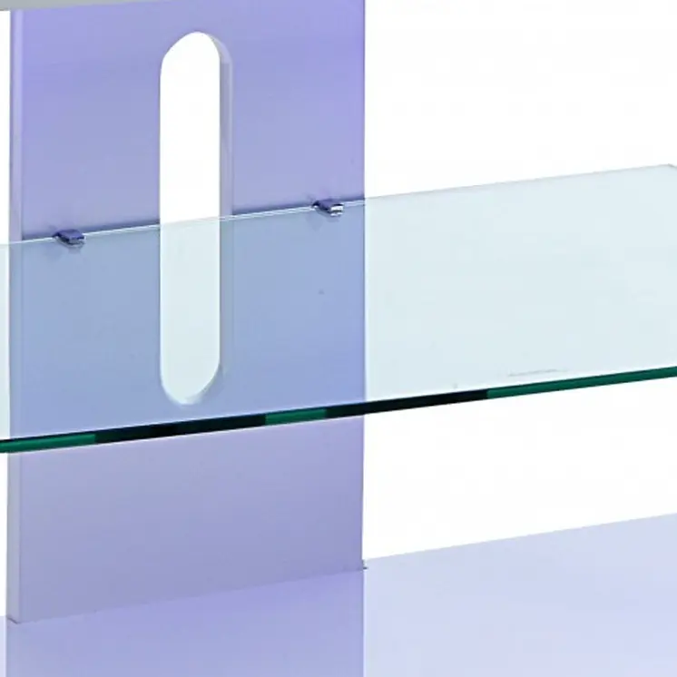 18" X 60" X 22" White Clear Glass Wood Veneer (Melamine) TV Stand (Led)