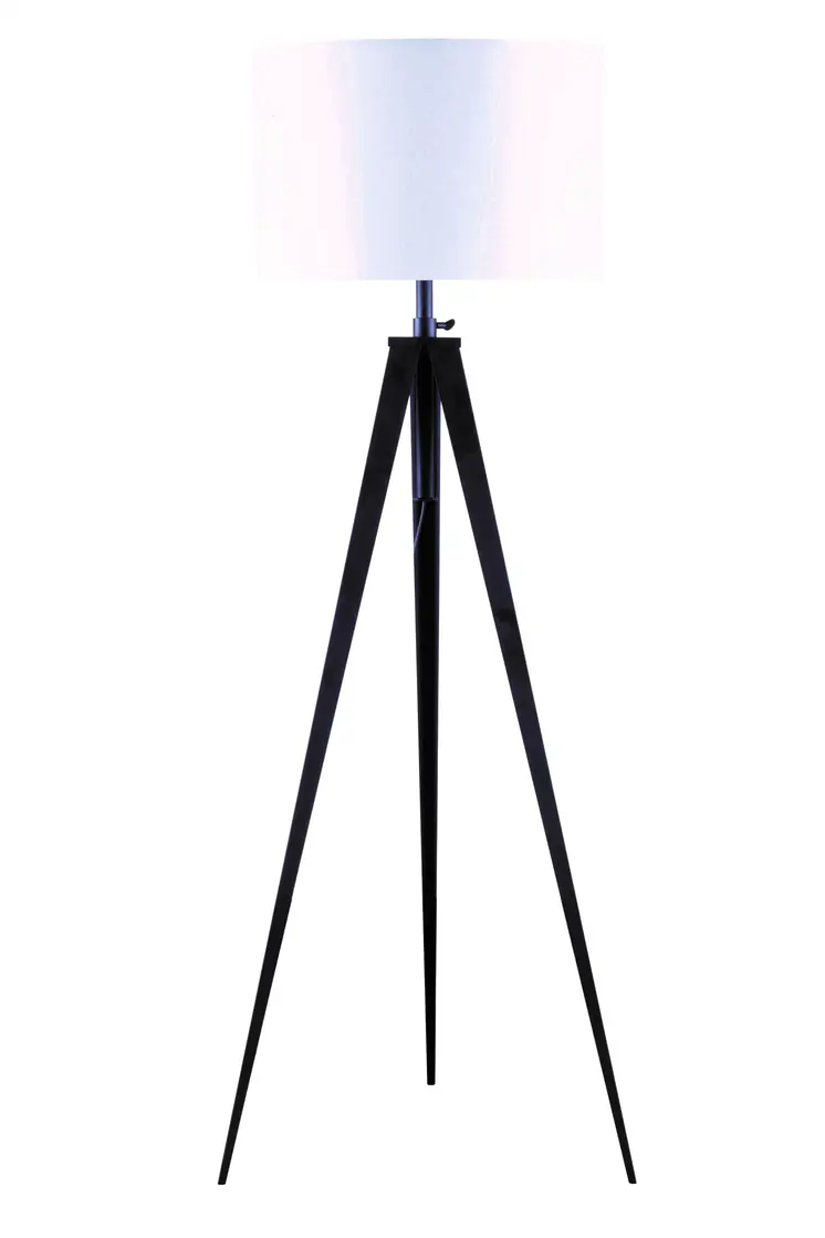 White And Black Metal Tripod Floor Lamp