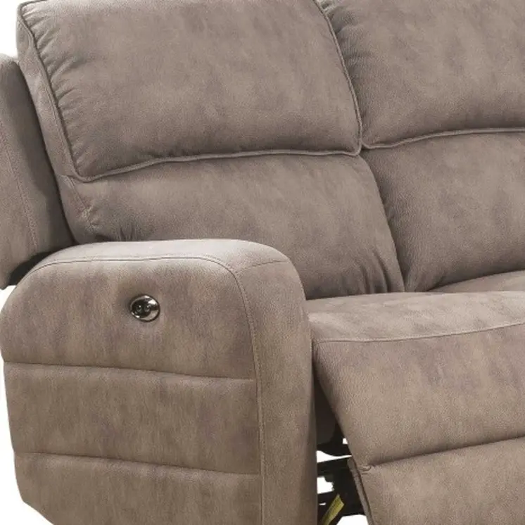 Brown Genuine Leather Power Reclining L Shaped Six Piece Corner Sectional With Console
