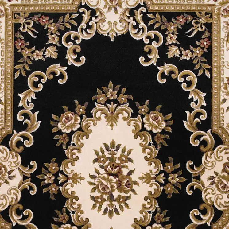7' X 10'  Polypropylene Blackor Ivory Area Rug