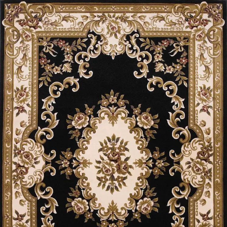 7' X 10'  Polypropylene Blackor Ivory Area Rug