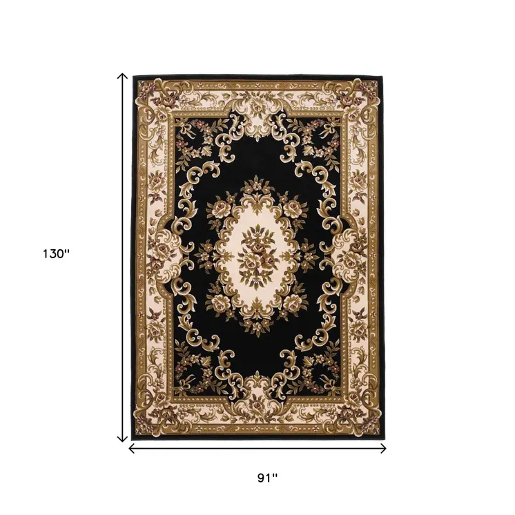 7' X 10'  Polypropylene Blackor Ivory Area Rug