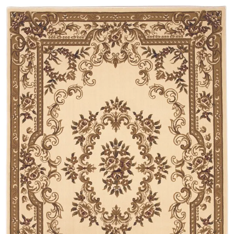 8' X 11' Ivory And Brown Floral Medallion Area Rug