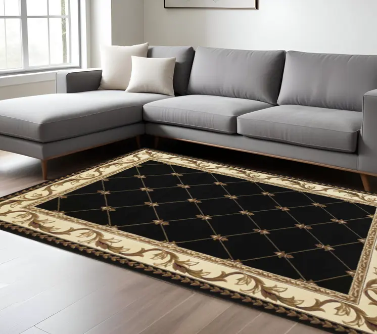 7' X 10'  Polypropylene Black Area Rug