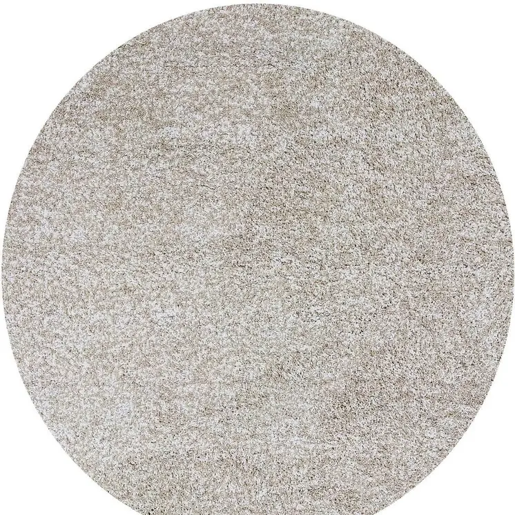 8' Round  Polyester Ivory  Heather Area Rug