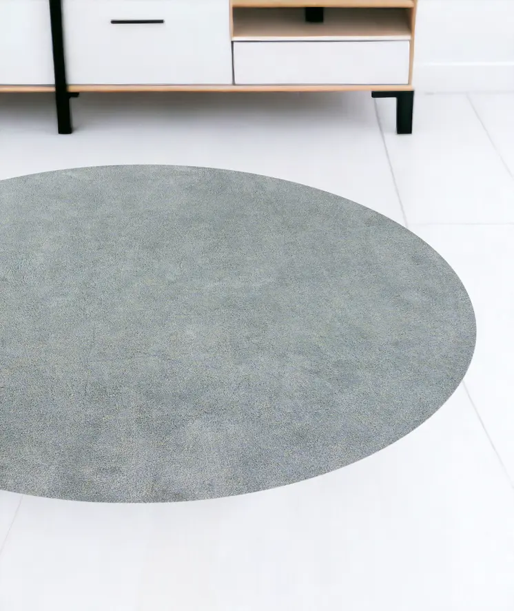 8' Round  Polyester Blue Heather Area Rug