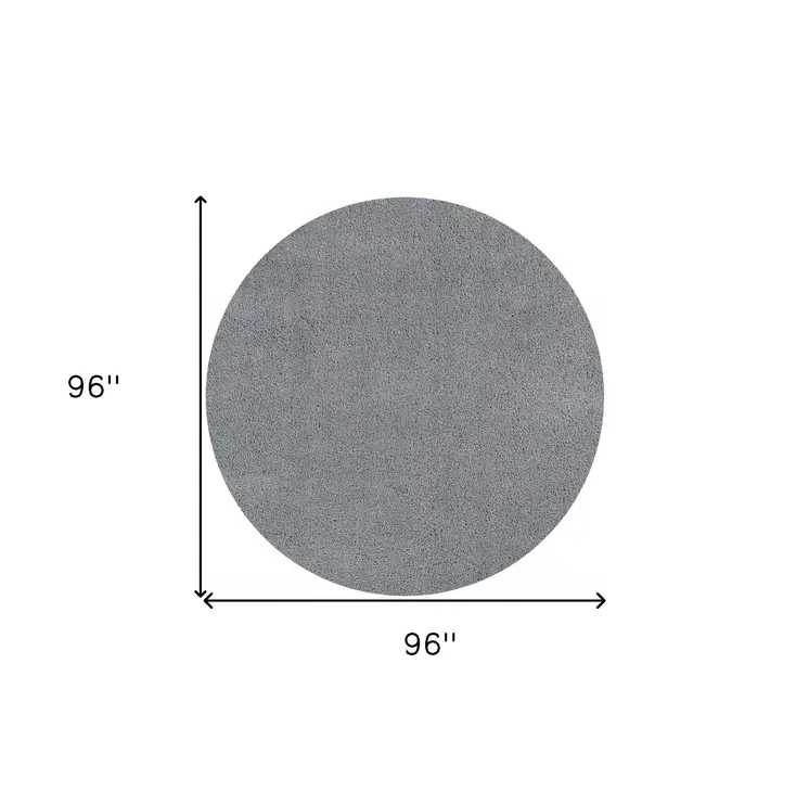 8' Round  Polyester Grey Area Rug