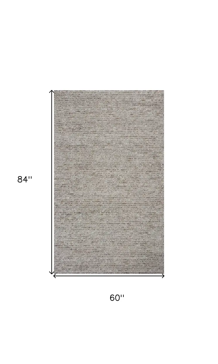 5' X 7'  Natural Wool Boucle Berber Style Area Rug