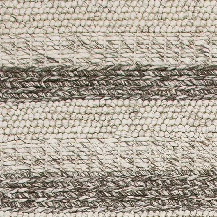 5' X 7' Gray And White New Zealand Lambs Wool Striped Hand Woven Area Rug