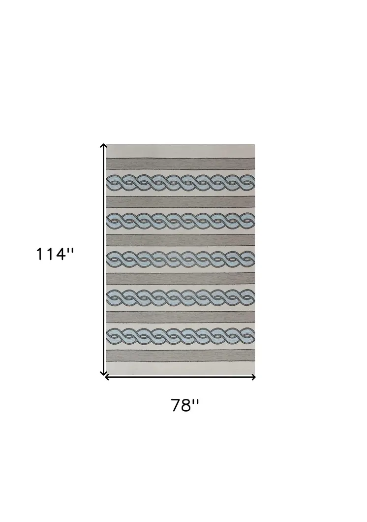 6' X 9' Ivory Hand Hooked Area Rug