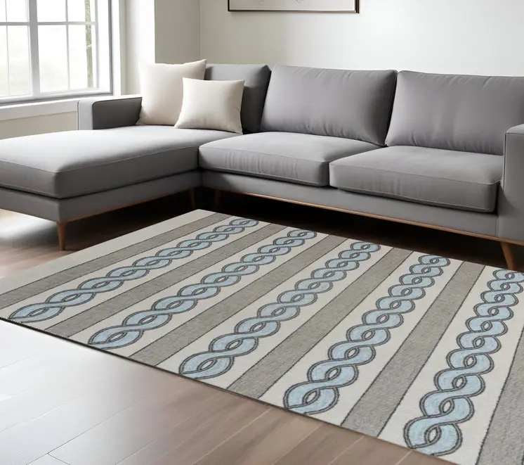 6' X 9' Ivory Hand Hooked Area Rug