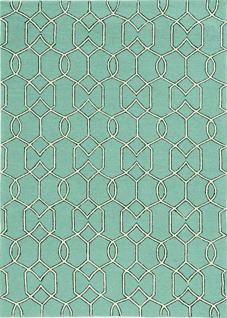 7' X 10' Green Moroccan Indoor Outdoor Area Rug