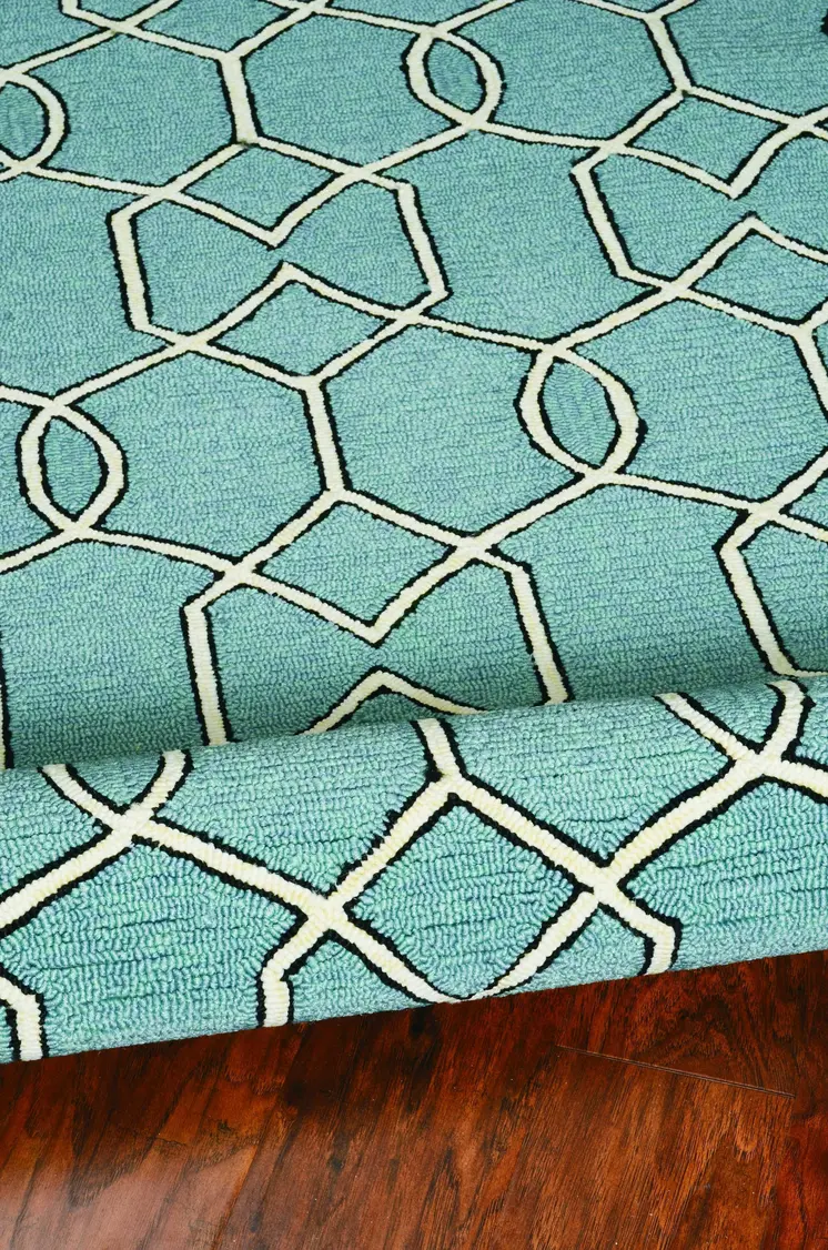 7' X 10' Green Moroccan Indoor Outdoor Area Rug