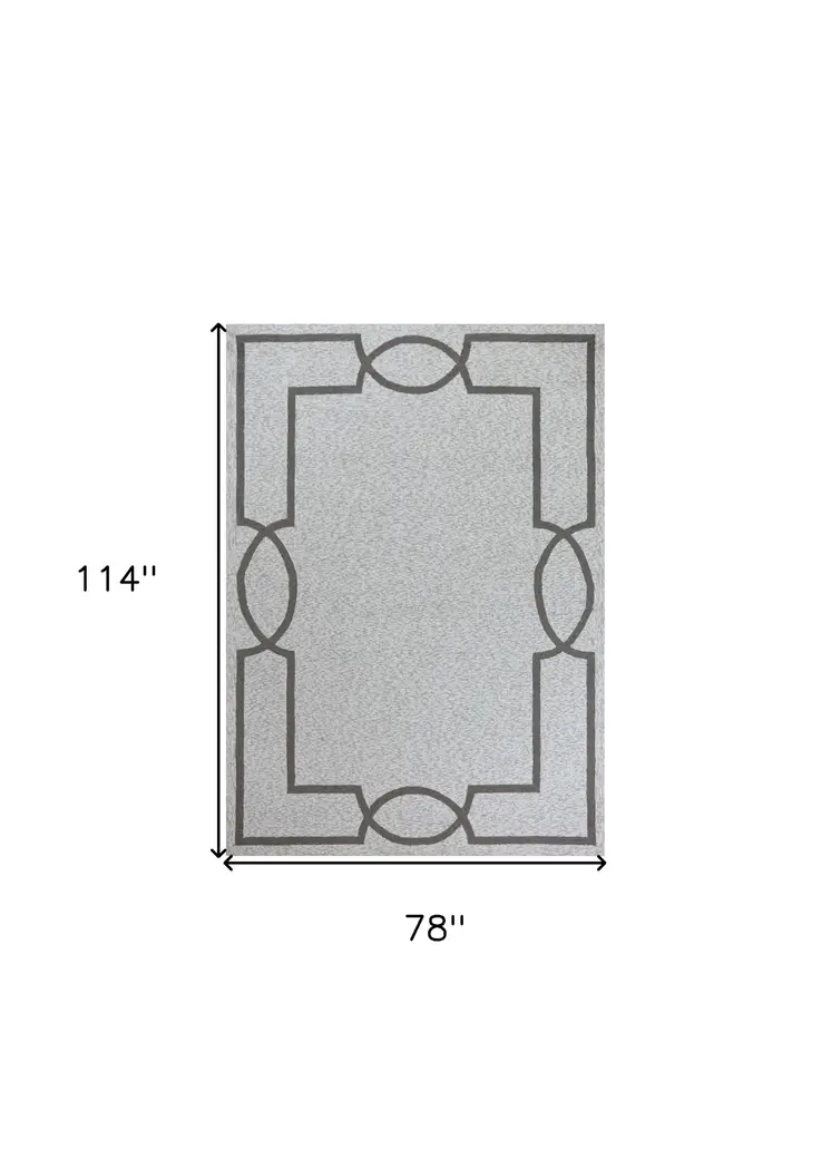 6' X 9' Ivory and Gray Hand Hooked Area Rug