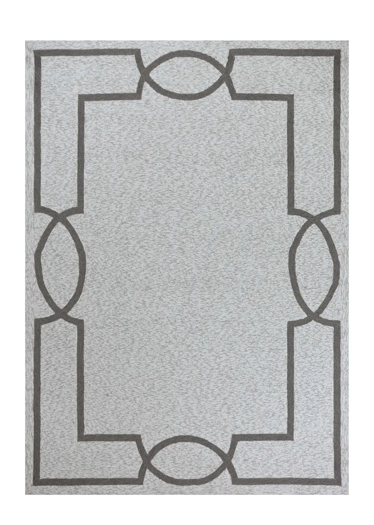 6' X 9' Ivory and Gray Hand Hooked Area Rug