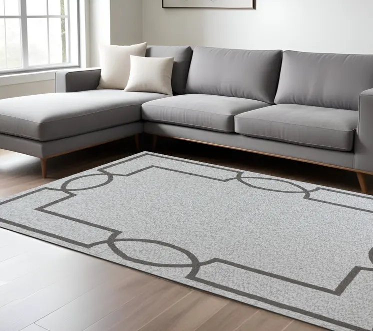6' X 9' Ivory and Gray Hand Hooked Area Rug