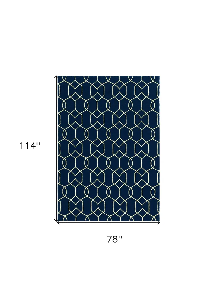 7' X 10' Blue Moroccan Indoor Outdoor Area Rug