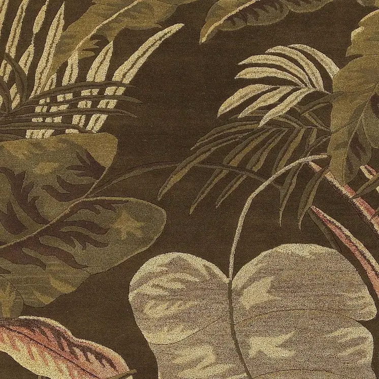 5' X 8' Brown And Green Wool Botanical Leaves Hand Tufted Area Rug