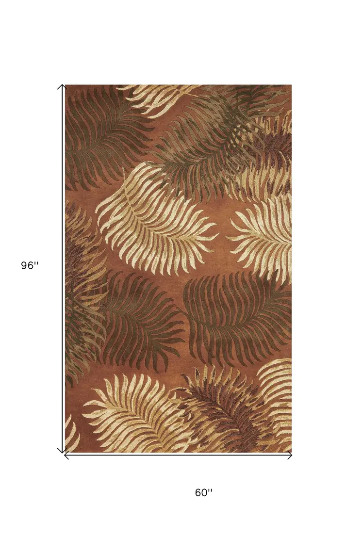 5' X 8'  Wool Rust Area Rug