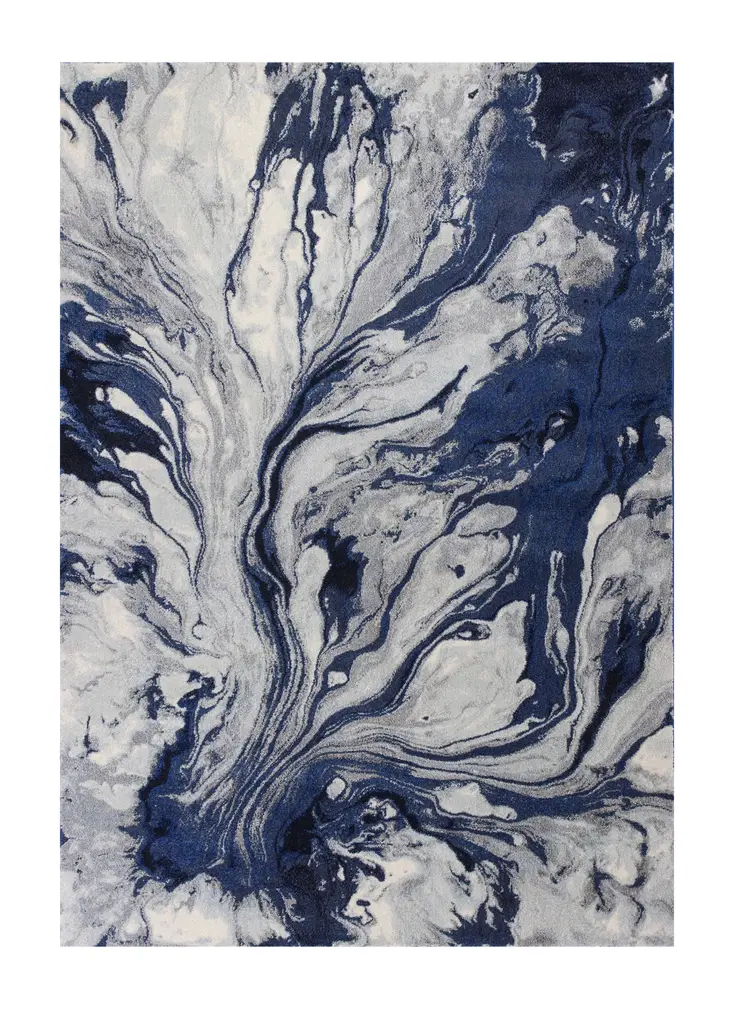 7' X 10' Blue Gray And Ivory Abstract Area Rug
