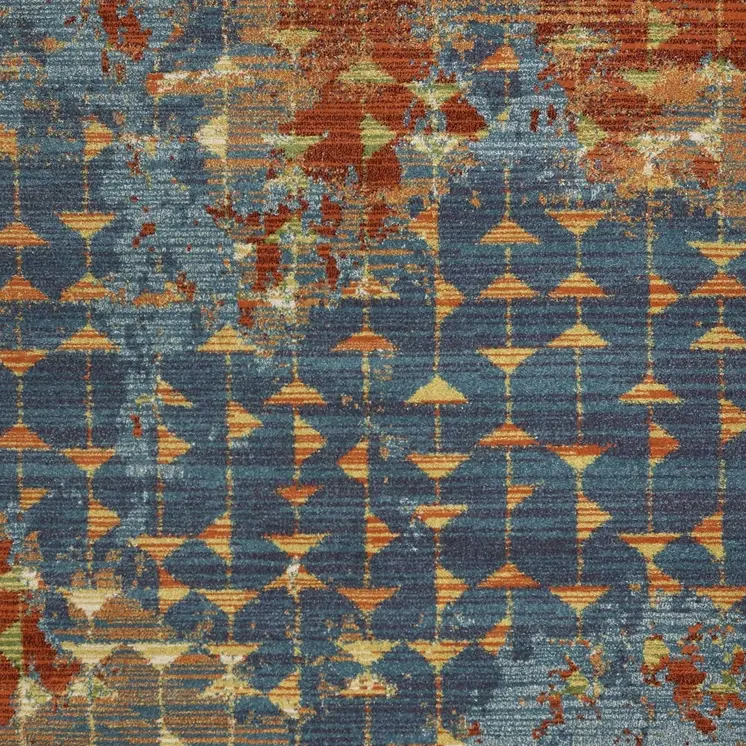 7' X 10' Blue and Orange Area Rug