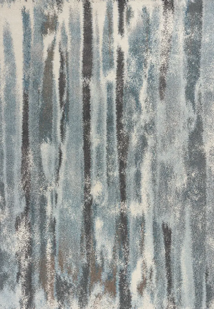 7' X 10' Teal Blue Abstract Distressed Area Rug