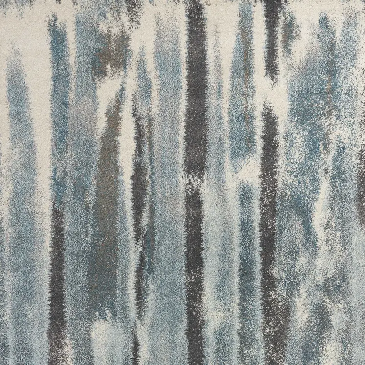 7' X 10' Teal Blue Abstract Distressed Area Rug
