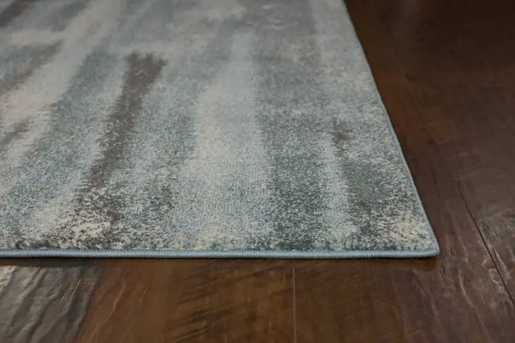 7' X 10' Teal Blue Abstract Distressed Area Rug