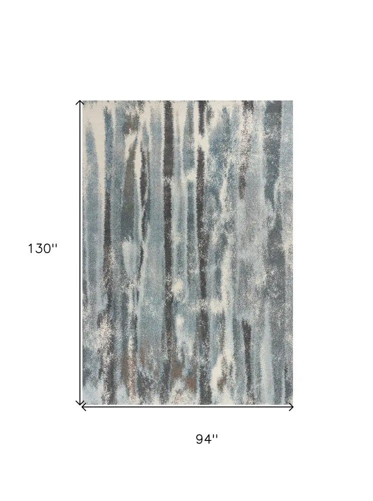 7' X 10' Teal Blue Abstract Distressed Area Rug