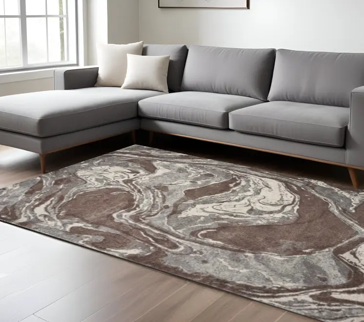 7' X 10'  Polypropylene Mocha Area Rug