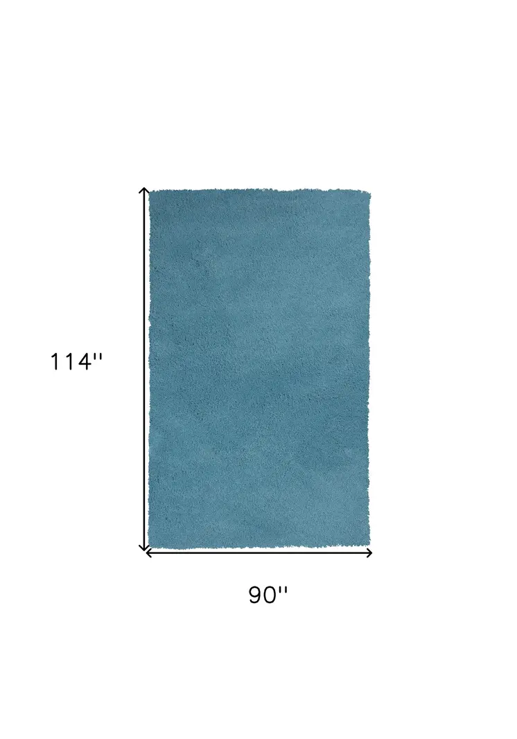 8' X 10' Blue Shag Hand Woven Area Rug