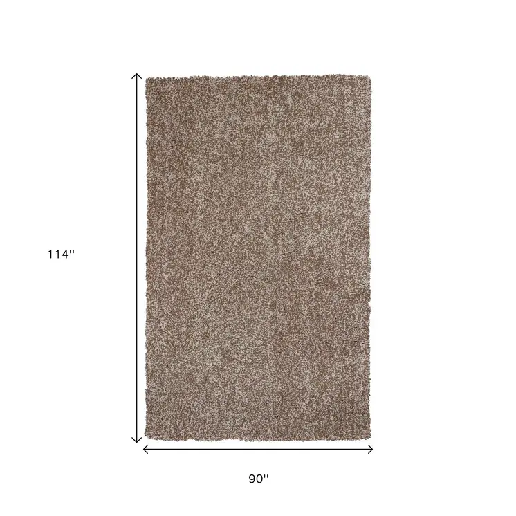 8' X 10' Beige Shag Hand Woven Area Rug