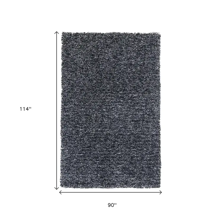 8' X 10' Black Shag Hand Woven Area Rug