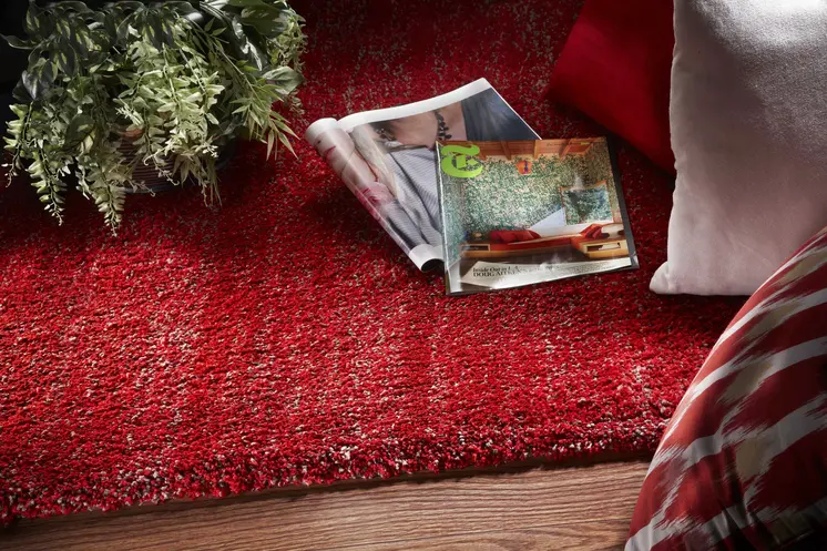 8' X 10' Red Shag Hand Woven Area Rug