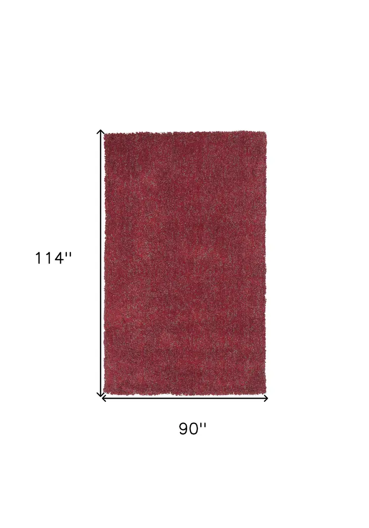 8' X 10' Red Shag Hand Woven Area Rug