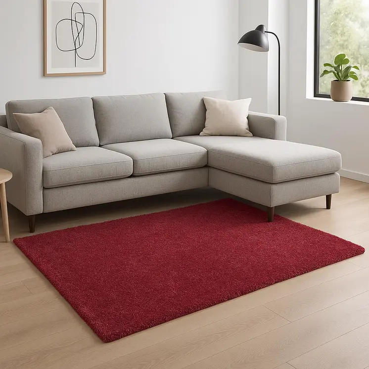 8' X 10' Red Shag Hand Woven Area Rug