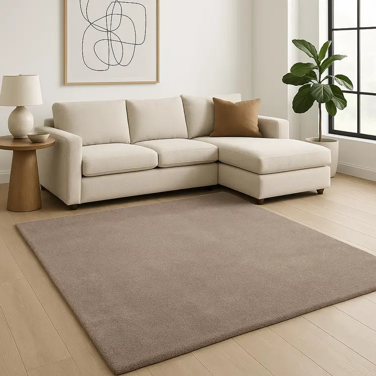 8' X 10' Beige Shag Hand Woven Area Rug