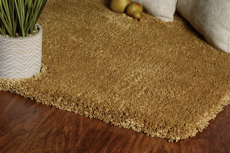 8' X 10' Gold Shag Hand Woven Area Rug